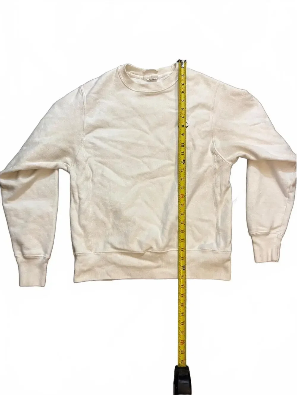 Champion Reverse Weave Cream Crewneck Sweatshirt Small Embroidered Logo